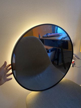 Espejo Redondo Negro con Luz LED