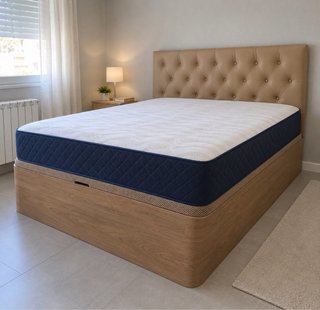 Cama con Canapé y Cabecero Tapizado