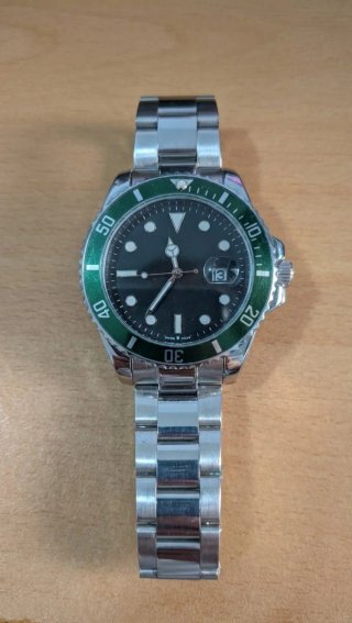 Reloj de Pulsera Plateado y Verde