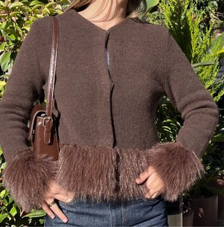 Chaqueta Zara Marrón con Detalle de Pelo