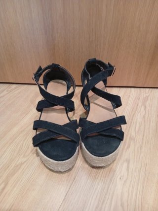 Sandalias de cuña negras talla 38