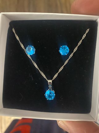 Conjunto de plata 925 collar y pendientes turquesa