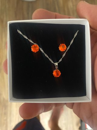 Conjunto de Collar y Pendientes Naranjas Fuego