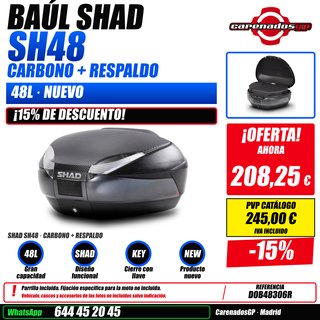 BAUL SHAD SH48 48L CARBONO + RESPALDO