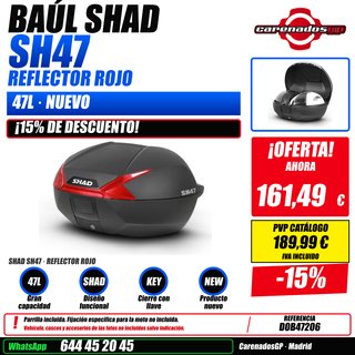 BAUL SHAD SH47 47L REFLECTOR ROJO