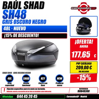 BAUL SHAD SH48 48L GRIS OSCURO NEGRO