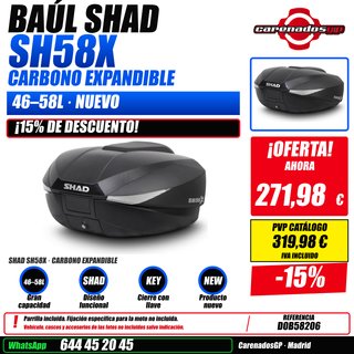 BAUL SHAD SH58X 46–58L CARBONO EXPANDIBLE