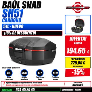 BAUL SHAD SH51 51L CARBONO