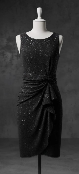 Vestido de fiesta drapeado negro