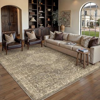 PURECOZY Alfombra 160x230cm PeloCorto Retro Marrón