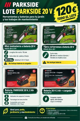 Lote Herramientas Jardín Parkside 20V