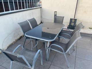 Conjunto de Mesa y 6 Sillas de Jardín