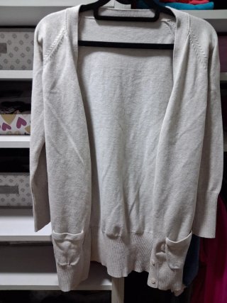 Chaqueta larga de punto gris