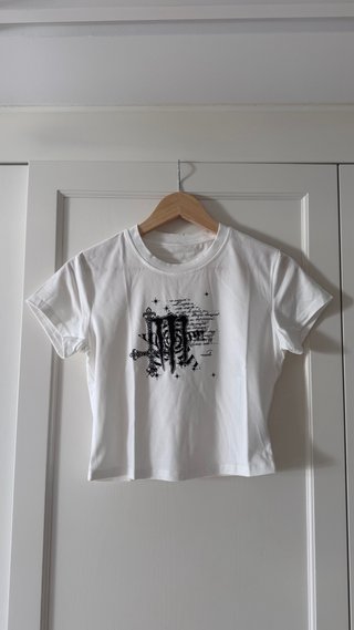 Camiseta Corta Blanca Estampada Talla M