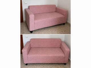 Sofá IKEA con funda de tela estampado