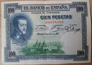 Billete 100 Pesetas 1925 Felipe II