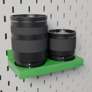 Soporte 2 objetivos de cámara para IKEA Skadis