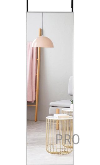 Specchio da Parete Grande 120 x 37 cm, da Appendere alla Porta con 2 Ganci, Rettangolare per Camera da Letto, Bagno, Soggiorno (Argentato)