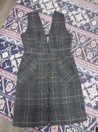 Vestido de cuadros gris talla M