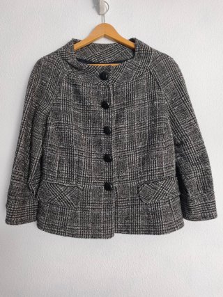 Chaqueta de tweed gris y marrón