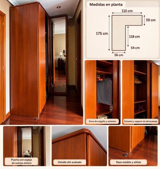 Armario Esquinero de Madera con Espejo