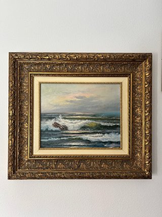 Cuadro al óleo de paisaje marino