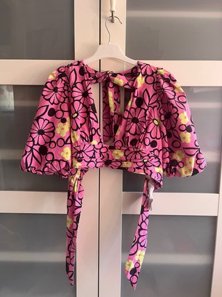 Top Zara Floral Mangas Aglobadas