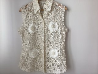 Blusa Vintage Bordada Blanca