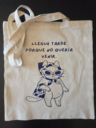 Tote Bag de Tela con Ilustración de Gato