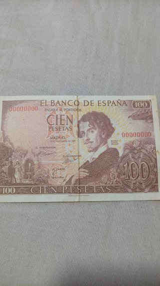 Billete 100 Pesetas Gustavo Adolfo Bécquer