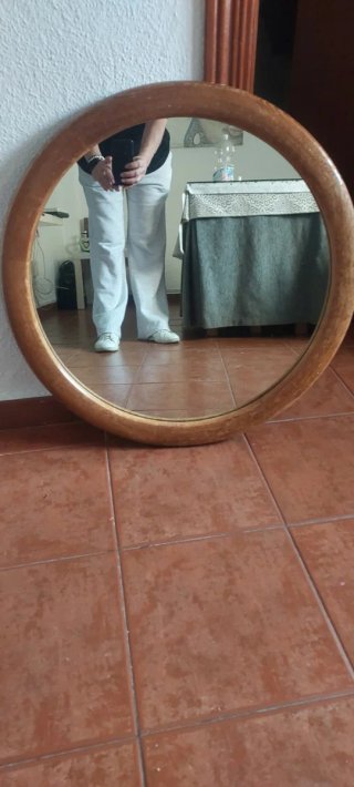 Espejo Redondo con Marco de Madera