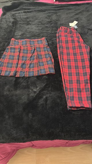 Lote tartán - Pantalón GU Japón NUEVO ¥2900 + Mini