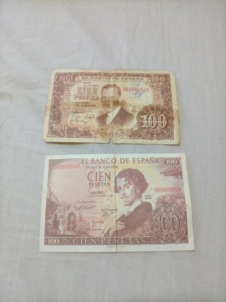 2 Billetes de 100 Pesetas (1928 y 1953)