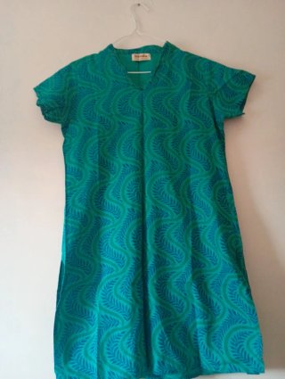 Vestido Estampado Azul y Turquesa