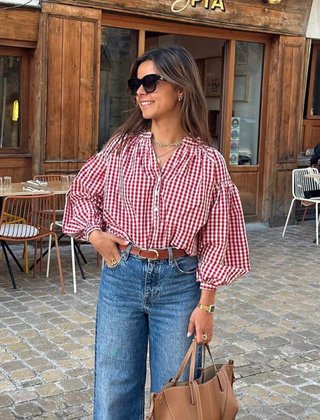 Blusa Vichy Rojo y Blanco