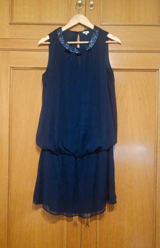 Vestido premamá de fiesta azul marino. Talla M.