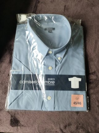 Camisa Manga Corta Azul Basics