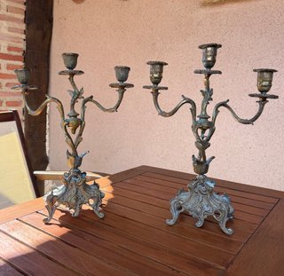 Set de 2 Candelabros de Metal