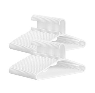 SONGMICS Juego de 50 Perchas de Plástico, Blanco