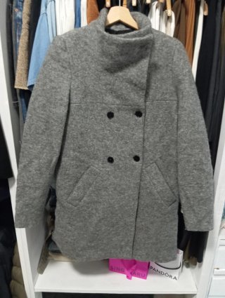 Abrigo Zara Cuello Chimenea Gris Talla M