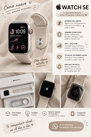 Apple Watch SE 2ª Gen 40mm Starlight GPS + Celular