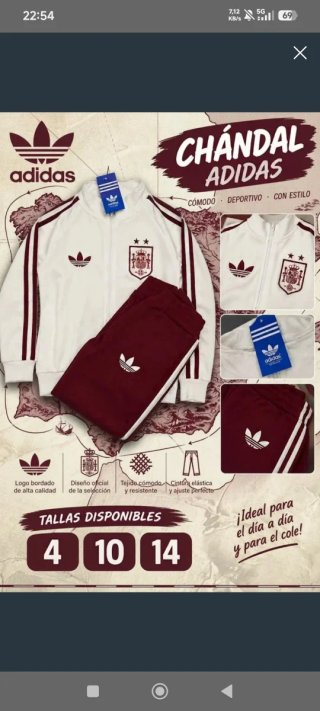 Chándal Adidas Selección Española Niño Tallas