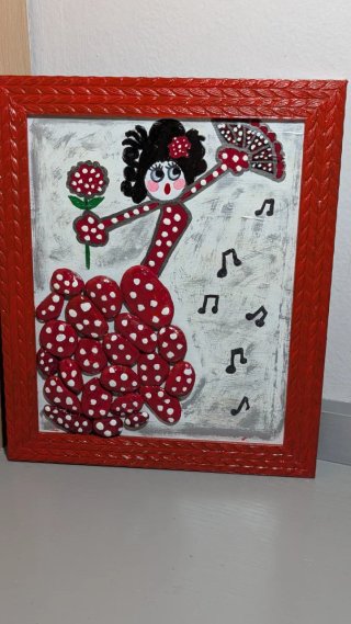 Cuadro artesanal de bailaora flamenca