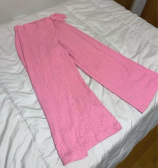 Pantalón de lino rosa