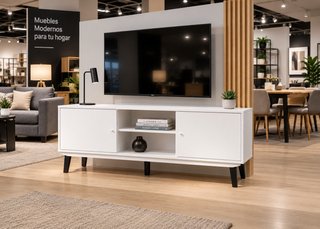 Mueble de TV Blanco con Patas Negras