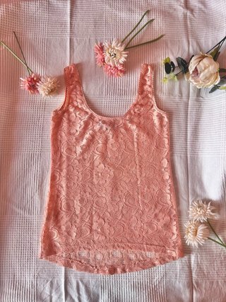 Top de encaje Suite Blanco rosa talla M