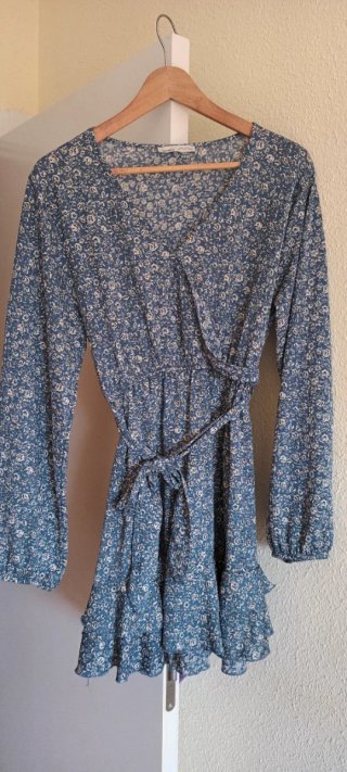 Vestido corto de flores azul