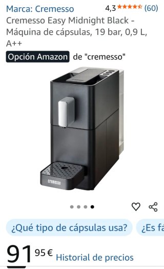 Cafetera de Cápsulas Cremesso Easy Negra