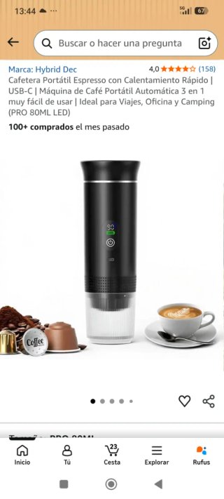 Cafetera Portátil Espresso Hybrid Dec