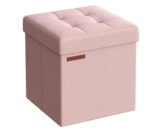 SONGMICS Puff Almacenaje, Baúl de Almacenaje, Rosa